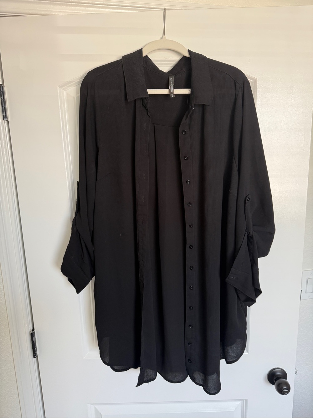 Torrid Black Button-Front Tunic Kimono Top
